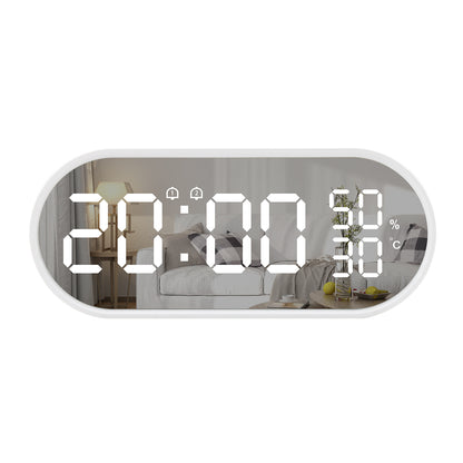 LED Alarm Clock Mirror Touch Temperature And Humidity Electronic Clock